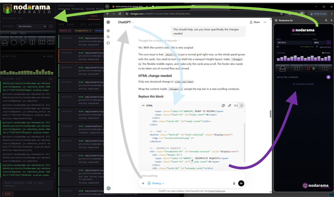 AI chat transferring into Nodarama Verbatim workflow
