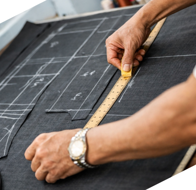 Pattern drafting and measurement on fabric